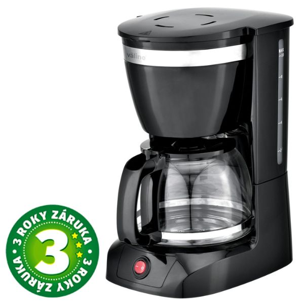 Elektrický překapávač na kávu Väline Mocca, 10 šálků, 800W, 1,25 l, černý, 3 roky záruka