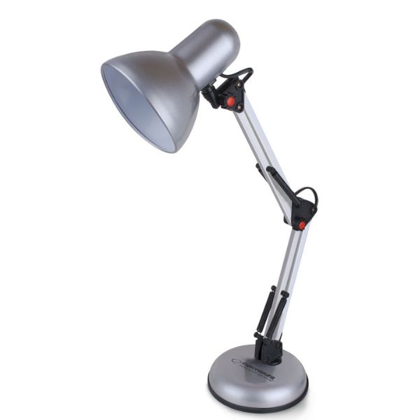 Kloubová stolní lampa na jednu žárovku E27, stříbrná