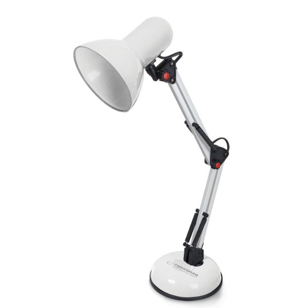Kloubová stolní lampa na jednu žárovku E27, bílá