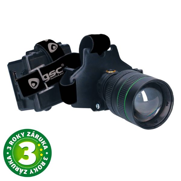 Výkonná nabíjecí LED čelovka 60W 2800lm IPX4, čidlo pohybu, hliník, černá, 3 roky záruka