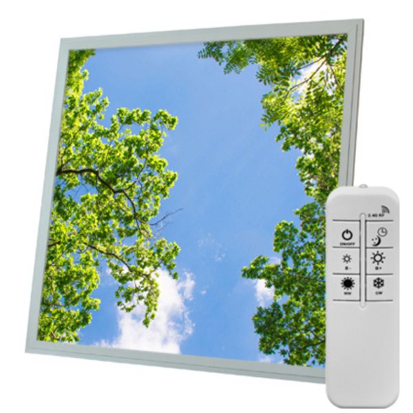 Stmívatelný LED panel s motivem stromy 60x60cm 40W 4200lm CCT, s dálkovým ovládáním
