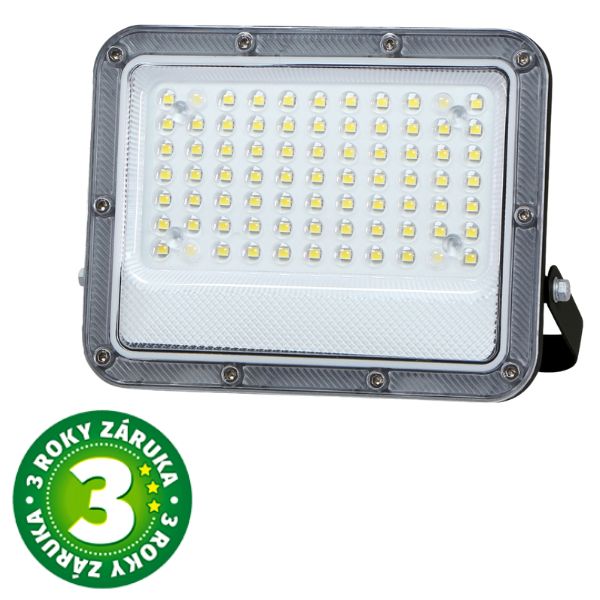 Prémiový ultratenký LED reflektor šedý 50W 4800lm, teplá barva světla, 3 roky záruka