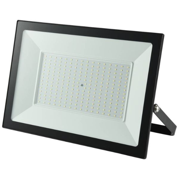 Ultratenký LED reflektor černý 200W 16000lm, studená barva světla