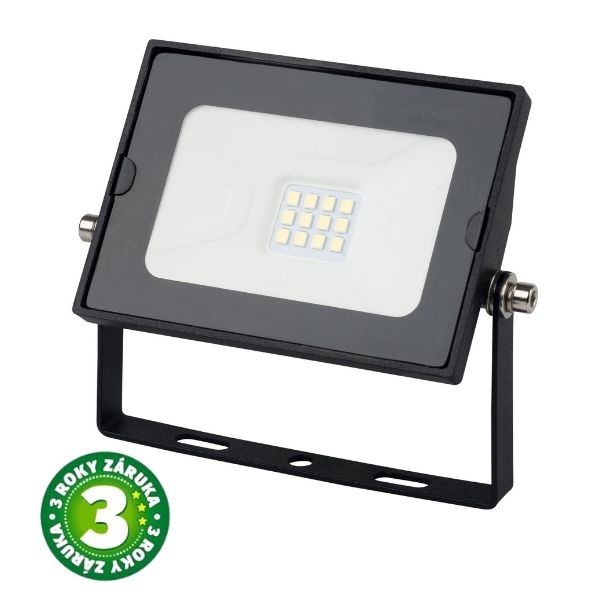 Prémiový ultratenký LED reflektor černý  10W 1000lm, denní, 3 roky