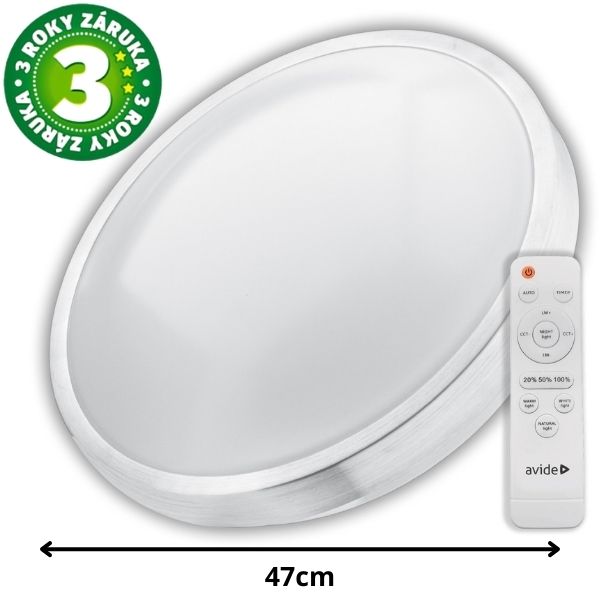 Prémiové led stropní svítidlo Avide Pandora XL 47cm 48W 3100lm CCT dálkové ovládání 3 roky
