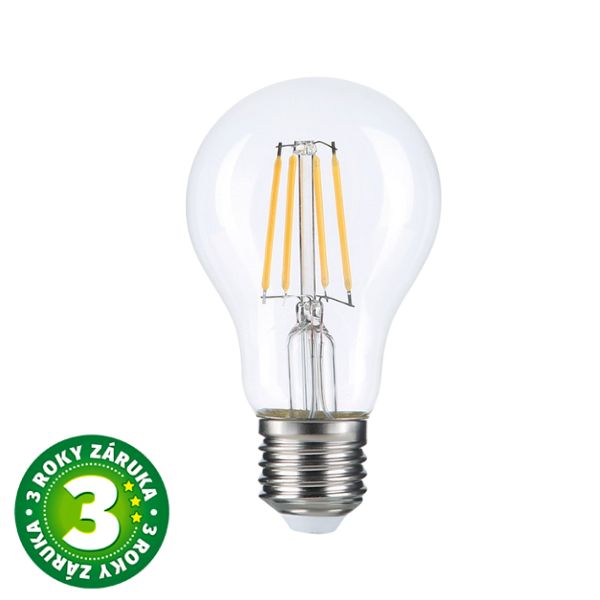 Prémiová retro LED žárovka E27 6W 630lm, teplá, filament, ekv. 50W, 3 roky záruka
