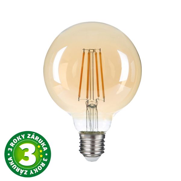 Prémiová designová retro LED žárovka E27 7W 680lm EXTRA TEPLÁ G80 ekv. 51W, 3 roky záruka
