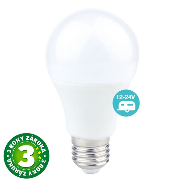 Prémiová LED žárovka E27 10W 950lm 12V-24V AC/DC, teplá, ekvivalent 68W, 3 roky