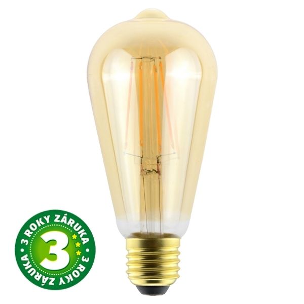 Stmívatelná prémiová retro LED žárovka E27 7W 725lm EXTRA TEPLÁ filament, ekv. 55W, 3 roky