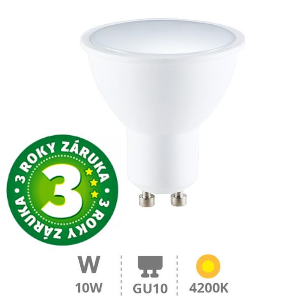 Prémiová LED žárovka GU10 10W 1000lm denní, ekv. 75W, 3 roky