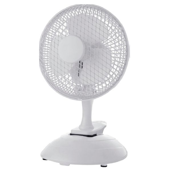 Malý stolní ventilátor 20cm, 17W, dvě rychlosti, s podstavcem i s klipem