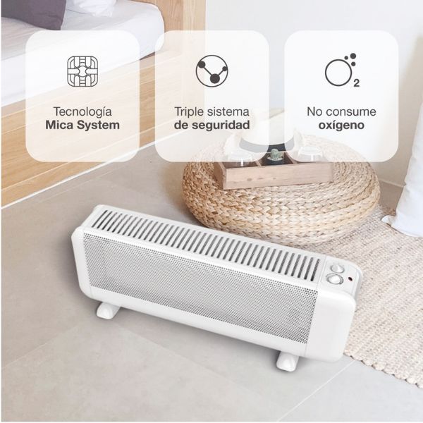 Slídový radiátor mica 2 stupně výkonu, max 2000W, termostat, až na 25m2, 3 roky záruka