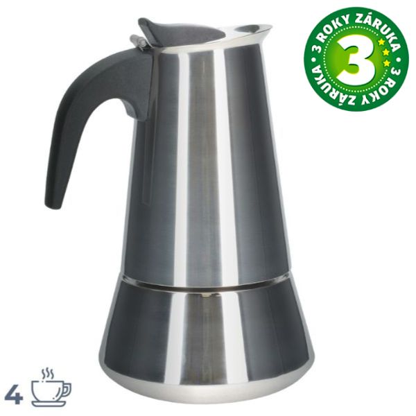 Malá moka konvička Sembe na 4 šálky, na všechny sporáky včetně indukce, nerez, 3 roky zár.