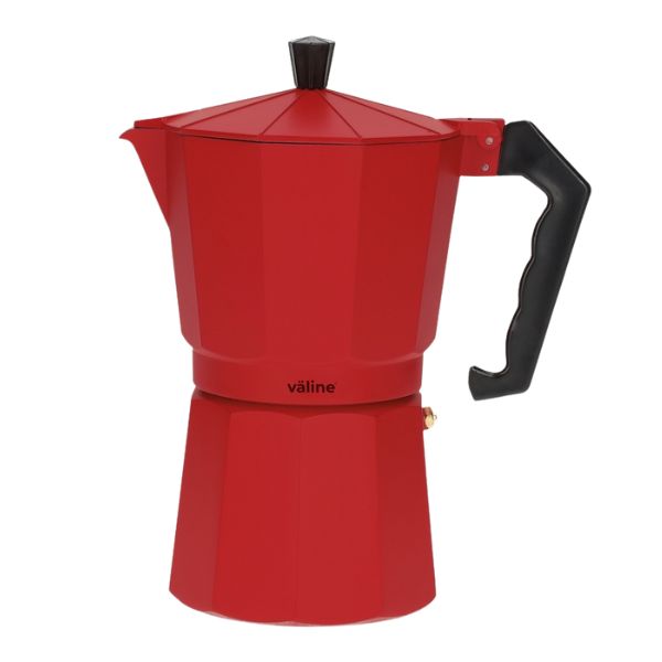 Velká moka konvička Kalossi – na 9 šálků, pro všechny sporáky včetně indukce, červená