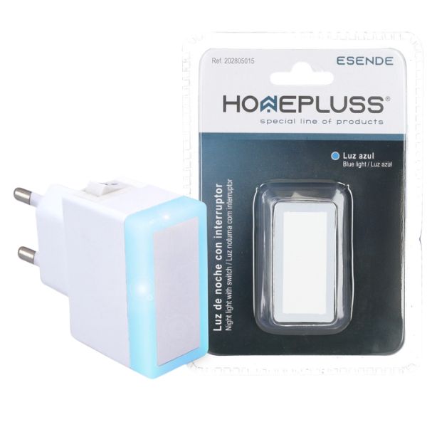 Malé noční světlo do zásuvky s vypínačem 0,4W, GSC, bílé, svítí modře