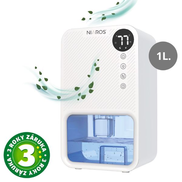 Odvhlčovač Boure 1 l, 23W, 34db, automatické vypnutí, ambientní světlo, 3 roky záruka