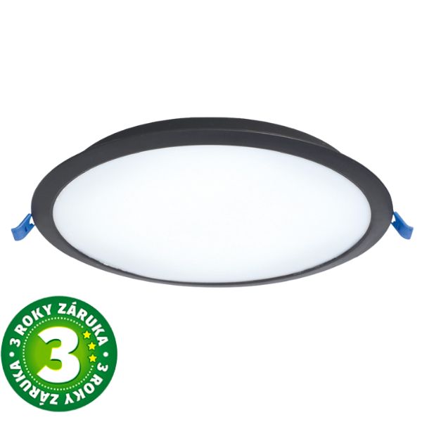 Vestavný LED panel 18W 1620lm, denní, černý kruhový, 22cm, 3 roky záruka