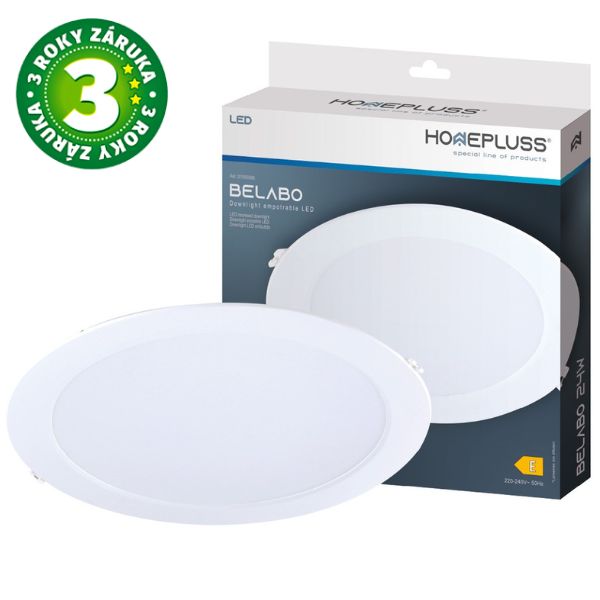 Vestavný LED panel 24W 2112lm, studená, kruhový, 29,6cm, 3 roky záruka