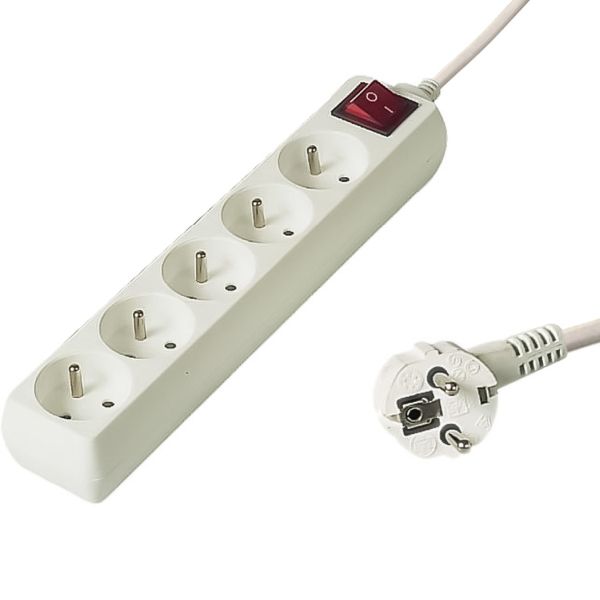 PremiumCord prodlužovací kabel pp5k-07 7m 5 zásuvek vypínač bílý