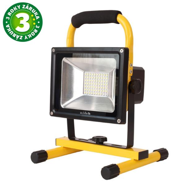 Přenosný USB nabíjecí LED reflektor 20W 1600lm, denní, stmívatelný vypínačem, 3 roky zár.