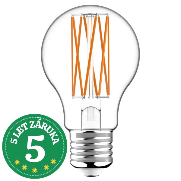 Ultra úsporná prémiová retro LED žárovka E27 3,8W 806lm teplá filament ekv. 60W, 5 let