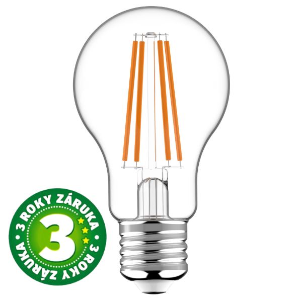 Prémiová retro LED žárovka E27 7W 806lm teplá, filament, ekv. 60W, 3 roky