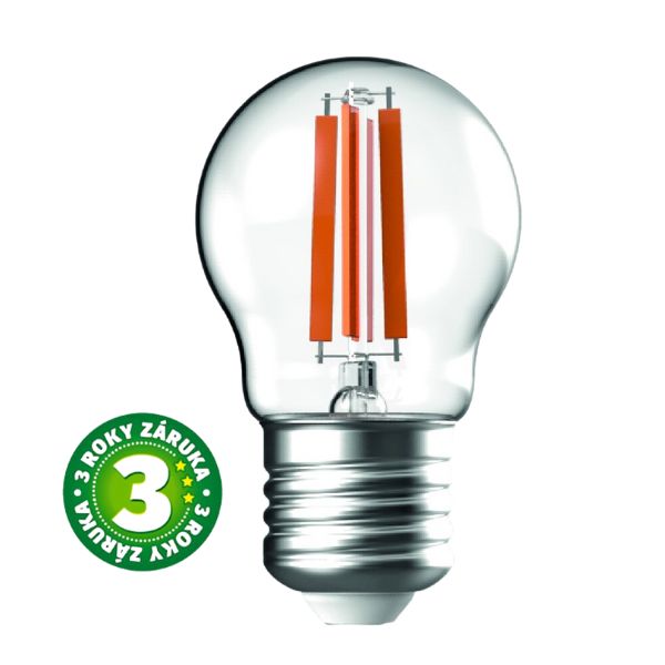 Ultra úsporná prémiová retro LED žárovka E27 4,9W 806lm G45 teplá filament ekv. 60W 3 roky