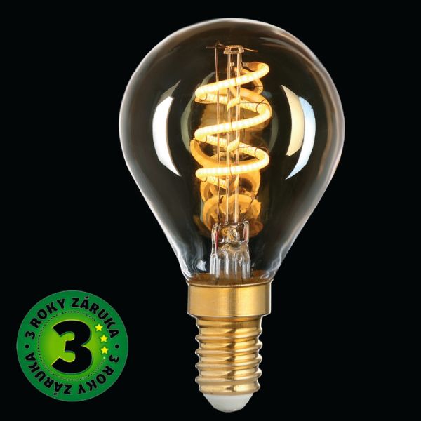 Prémiová designová retro LED žárovka E14 3W 180lm EXTRA TEPLÁ G45 filament ekv. 19W 3 roky