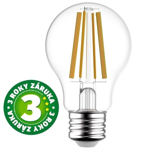 Ultra úsporná prémiová retro LED žárovka E27 10,5W 1521lm teplá filament ekv. 100W, 3 roky