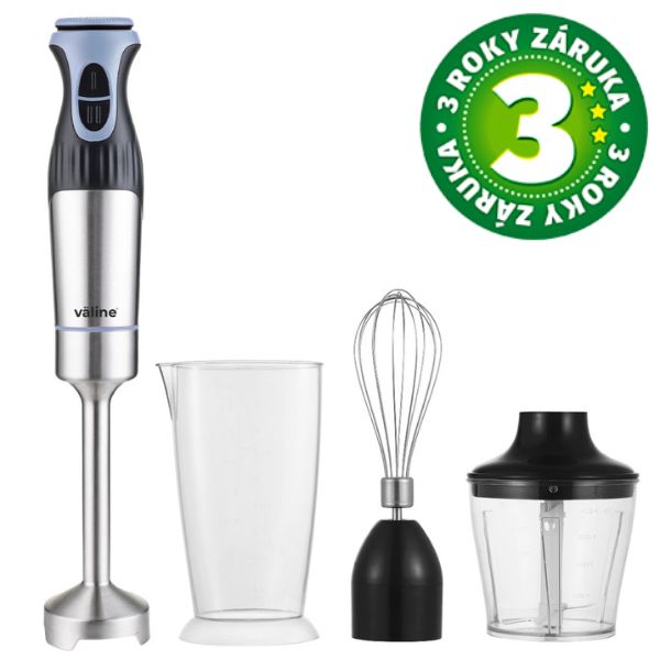 Sada: tyčový mixér, šlehač a sekáček Aliara nerez, 8 rychlostí+turbo, 1200W, 3 roky záruka