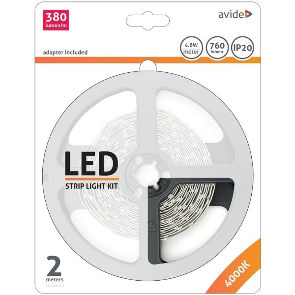 Set: LED pásek 4,8W/m, 380lm/m, denní, délka 2m s napájecím zdrojem