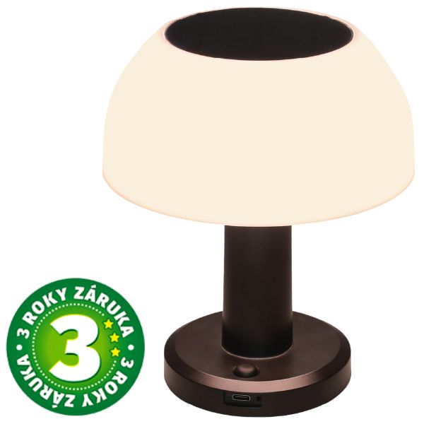 Solární LED stolní lampa Urgani s nabíjením USB, RGB, 1,6W, 18cm, 3 roky záruka