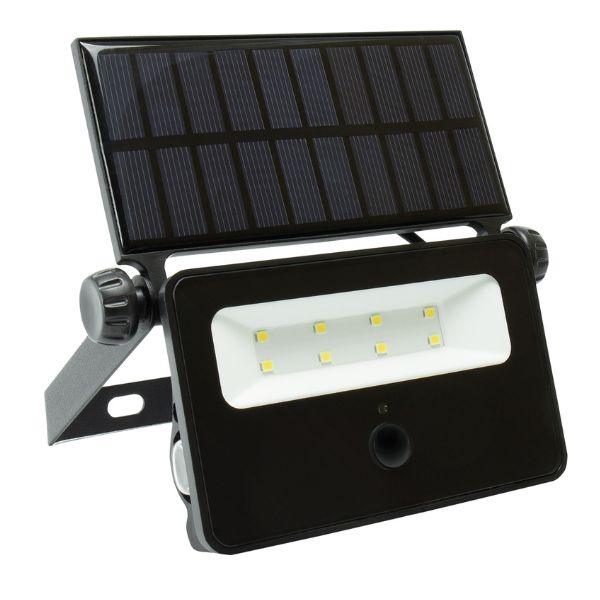 Venkovní solární světlo - LED reflektor s čidlem pohybu 2W 200lm, studené světlo