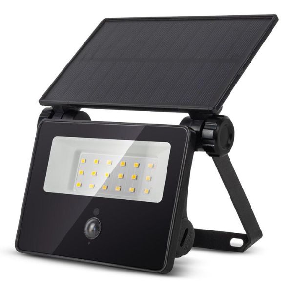Solární LED reflektor s čidlem pohybu 4W 400lm, denní, vyměnitelný akumulátor