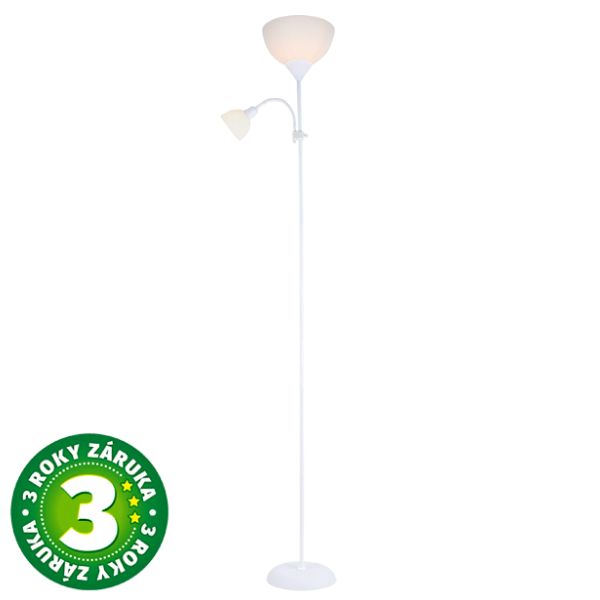 Stojací lampa Nawis se 2 klobouky na žárovky 1xE27 a 1xE14, max 40W, bílá, 3 roky záruka