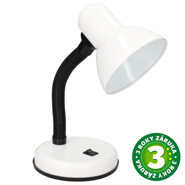 Stolní lampa na 1 žárovku E27 max 40W, bílá, Hodori, 3 roky záruka
