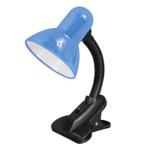 Stolní lampa s klipem na 1 žárovku E27, světle modrá