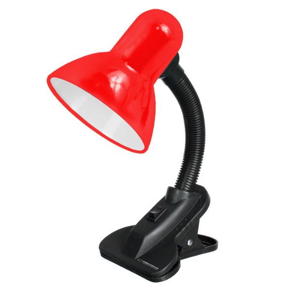 Stolní lampa s klipem na 1 žárovku E27, červená