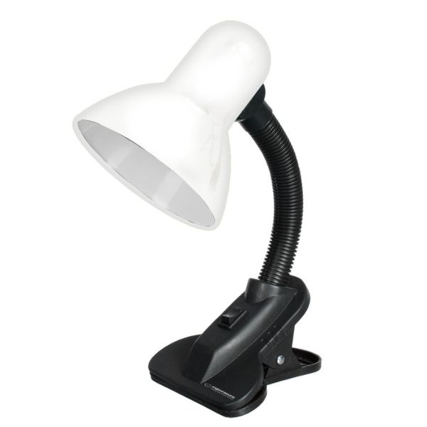 Stolní lampa s klipem na 1 žárovku E27, bílá
