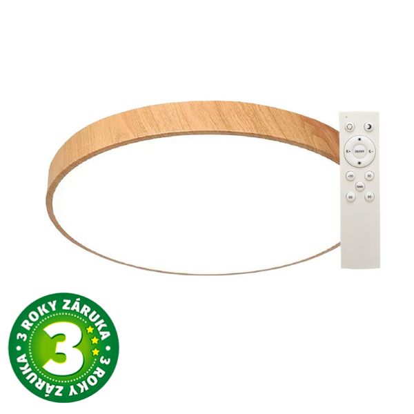 Prémiové LED stropní svítidlo Andra 34cm 24W 1875lm CCT, vzhled dřeva dálkové ovl., 3 roky