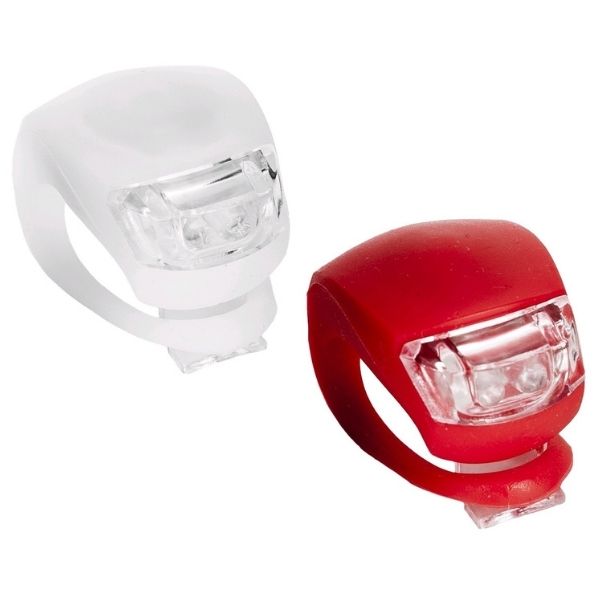 LED světlo na kolo 1W 50lm IP65, dvojbalení - červené a bílé - blikačky