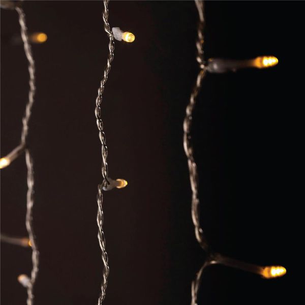 LED vánoční závěs 1,5m x 1,5m, venkovní, teplé světlo, 150 LED, 3,6W, do zásuvky, 8 režimů