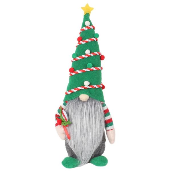 Velký vánoční skřítek s kloboukem ve tvaru vánočního stromku 37cm