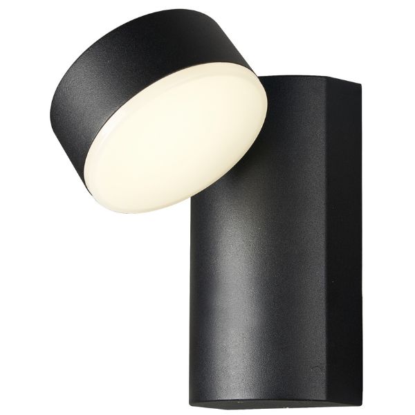 Prémiové LED venkovní nástěnné svítidlo Siraz, otočná hlava, černé, teplé světlo 12W