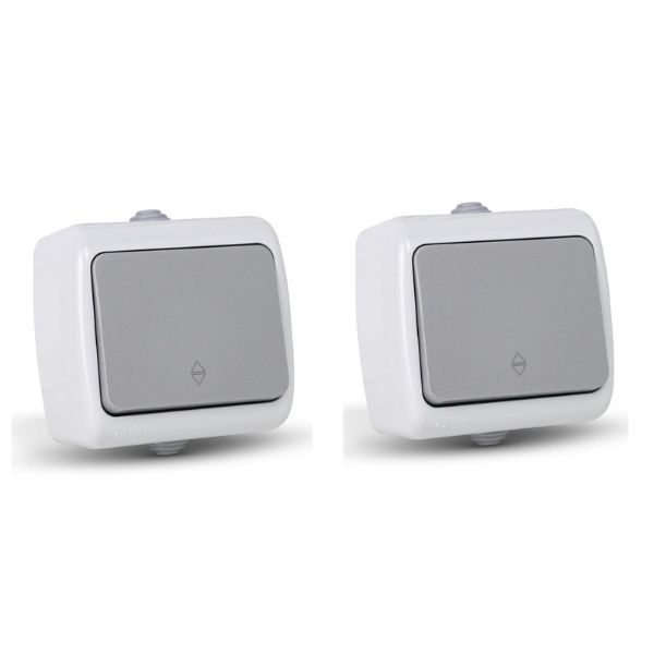 2 x Venkovní přepínač jednopólový šedý