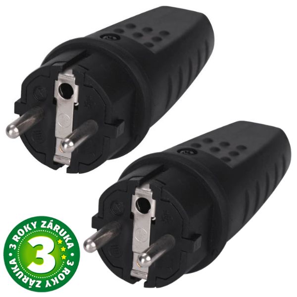 2 x Samostatná UNISCHUKO zástrčka  IP44 i pro venkovní použití, GSC, 3 roky záruka