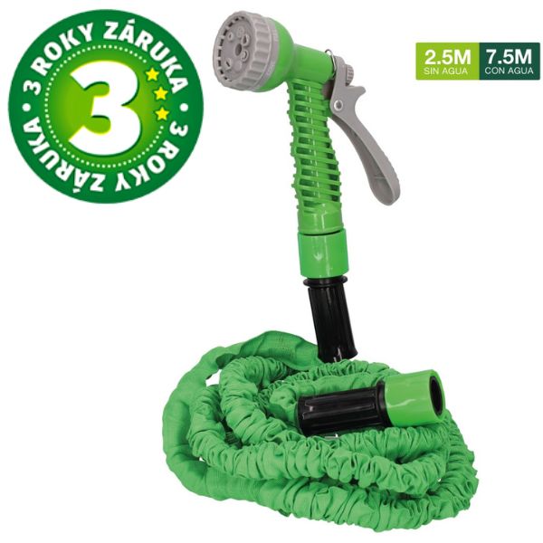 Zahradní hadice Navelis max 7,5m, smršťovací, s pistolí, 7 funkcí kropení, 3 roky záruka