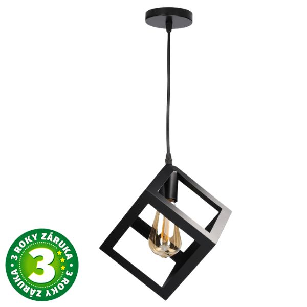 Designové závěsné svítidlo Gembu na 1 žárovku E27 max 40W, délka 1m, černé, 3 roky záruka